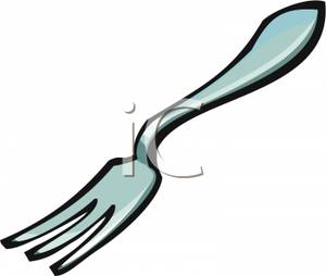 A silver colored fork clipart