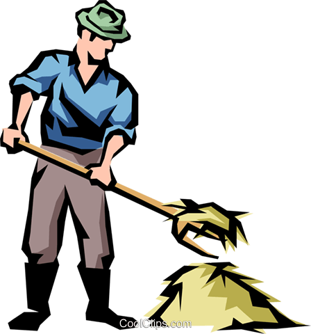 Farmer with pitch fork and hay Royalty Free Vector Clip Art
