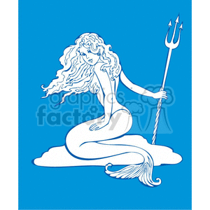 Mermaid holding a pitch fork clipart