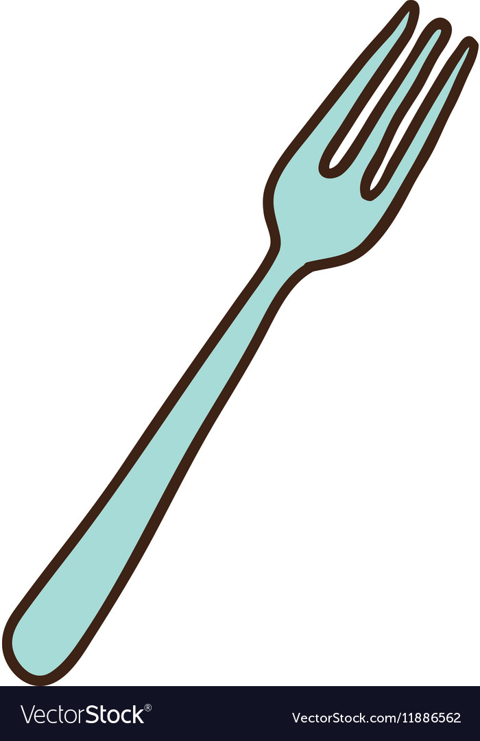 Silhouette colorful with blue fork