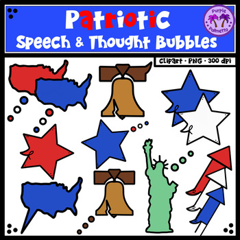 Patriotic speechthought bubbles.