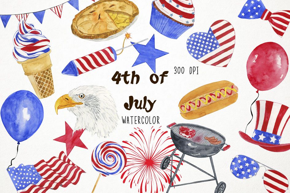 Watercolor 4th july.
