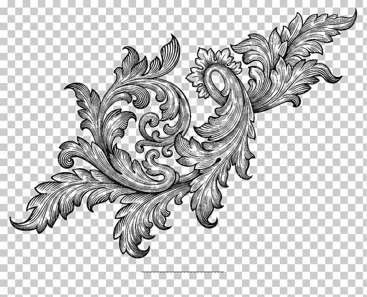 Baroque Ornament Scroll Acanthus, ornament frame, black