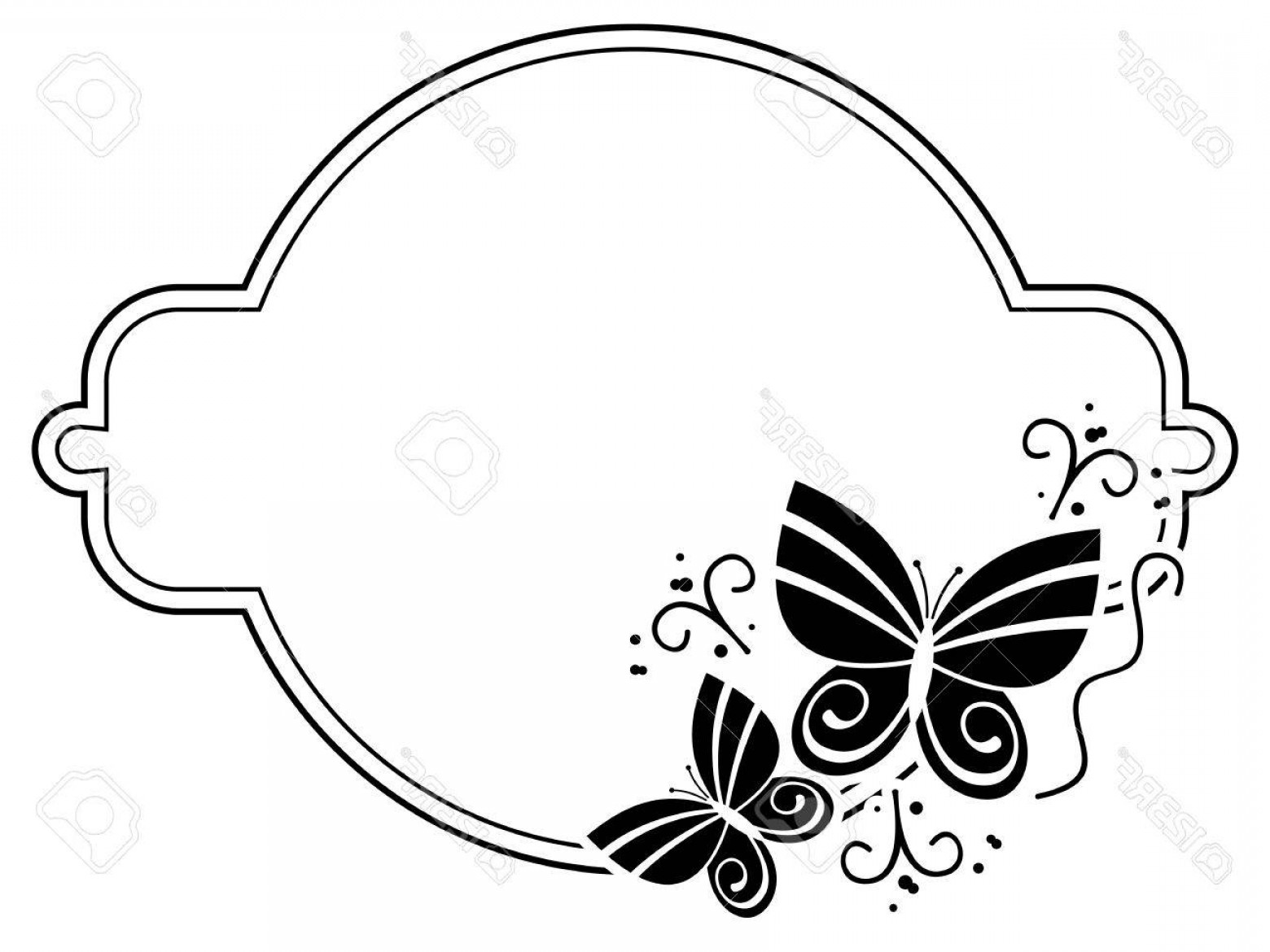 Photostock Vector Black And White Silhouette Round Frame
