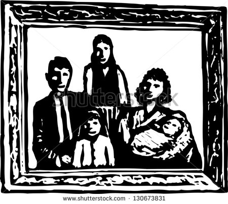 Family portrait clipart black and white