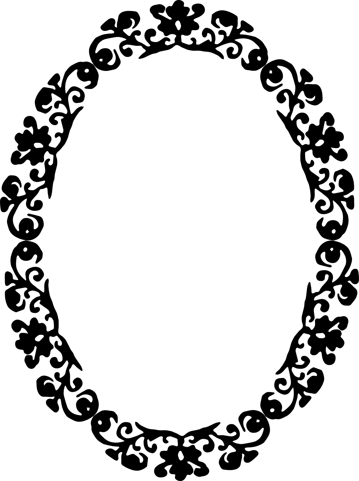Oval frame clipart black and white