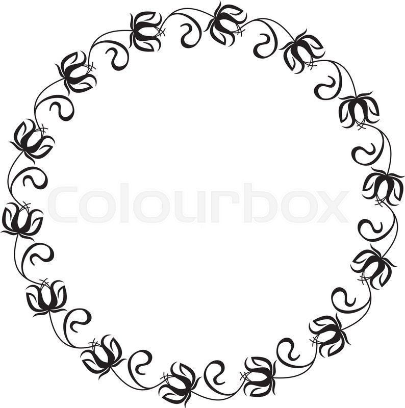 Black and white silhouette round frame