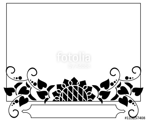 Black and white horizontal frame with decorative sunflowers