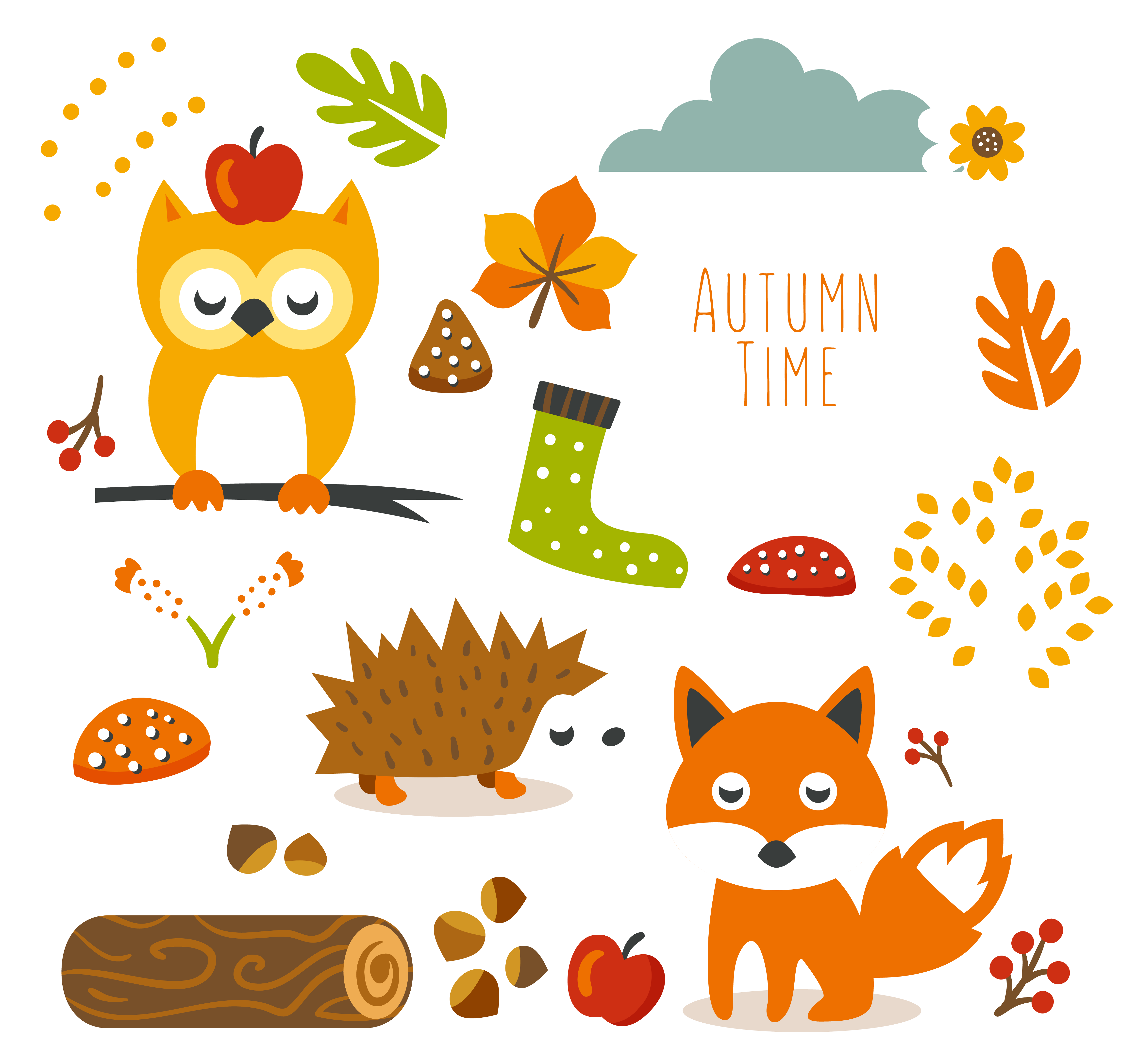 Free Cute Autumn Animal Clip Art and Planner Stickers