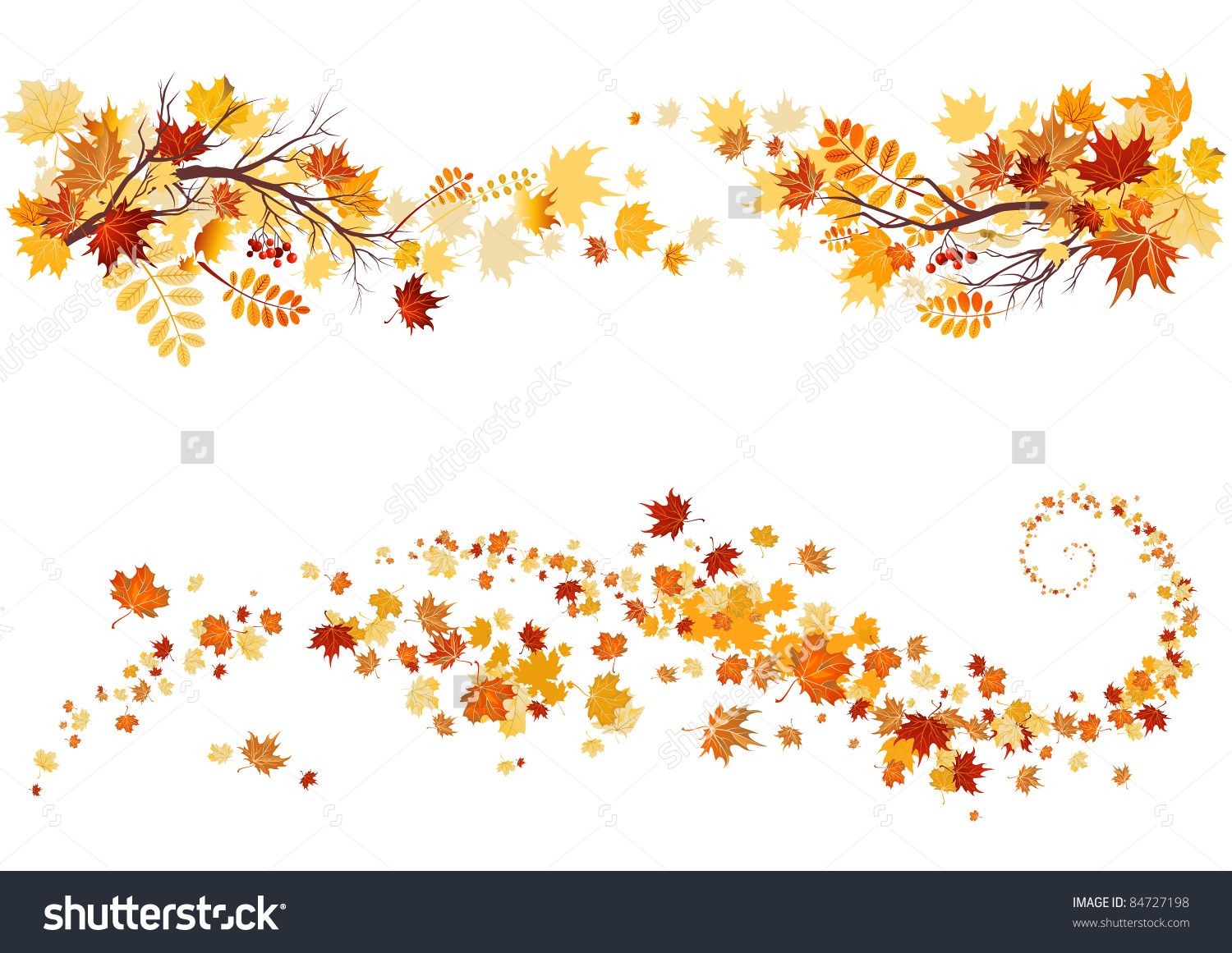 Autumn Leaves Border Stock Vector Illustration