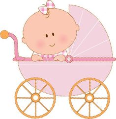 Baby girl baby clipart girl cute pink baby carriage free