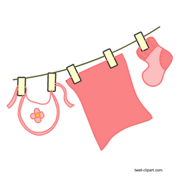 Baby clothes line clipart pink