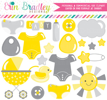 Gender Neutral Baby Clipart in Yellow