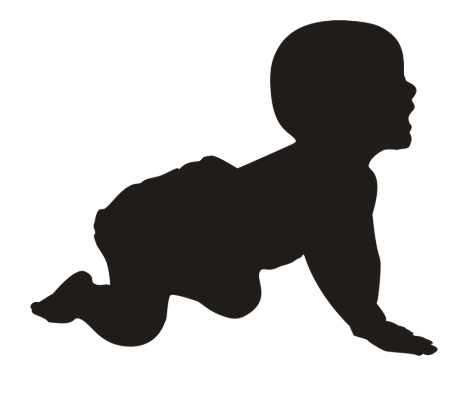 Silhouette Baby Crawling Young Laughing Cute