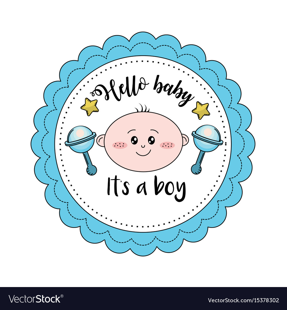 Baby shower emblem to welcome a boy