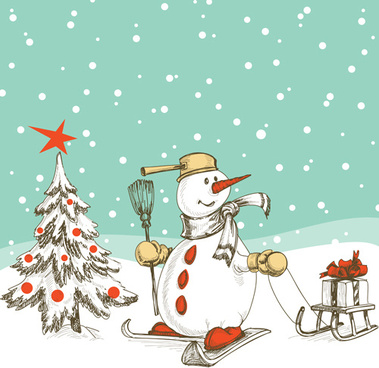 Snowman christmas background clipart free vector download