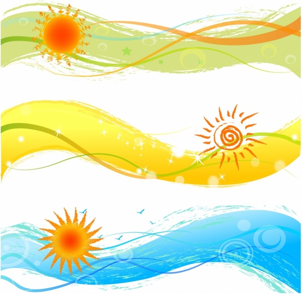 Summer banners with sun Free vector in Adobe Illustrator ai