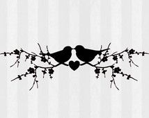 Lovebirds Clip art, love birds SVG, kissing birds, wedding