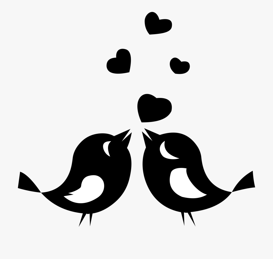 Love Birds With Hearts Big Image Png