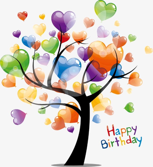 Birthday colorful color tree PNG clipart