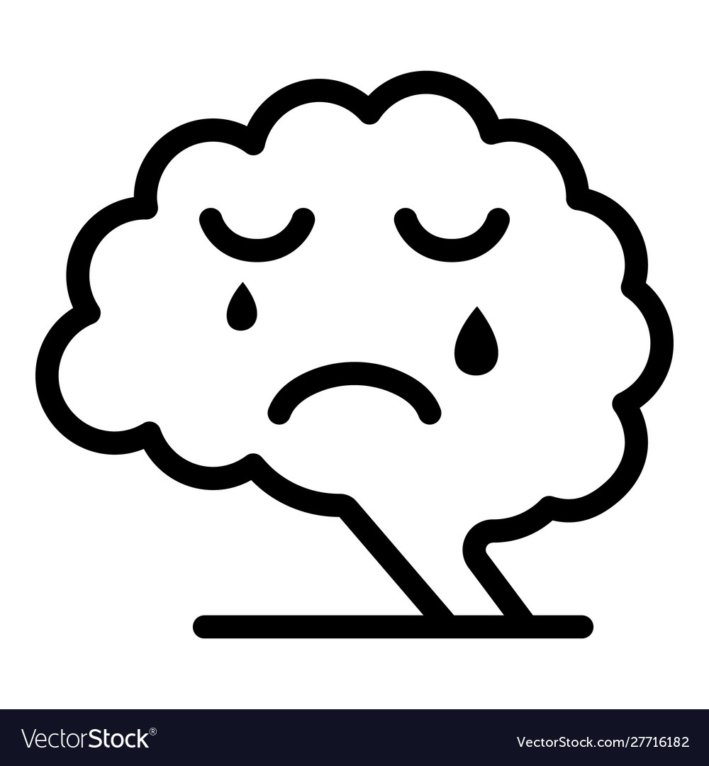 Depression brain icon outline style