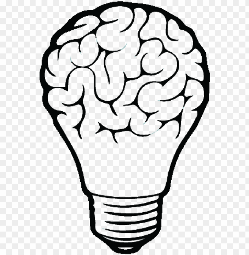 Incandescent light bulb drawing brain