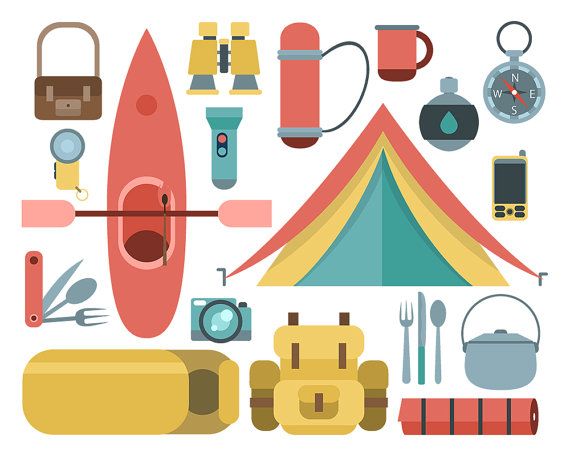 Camping equipment clipart.