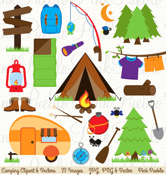 Camping Clip Art, Camping Clipart, Camping Invitation or