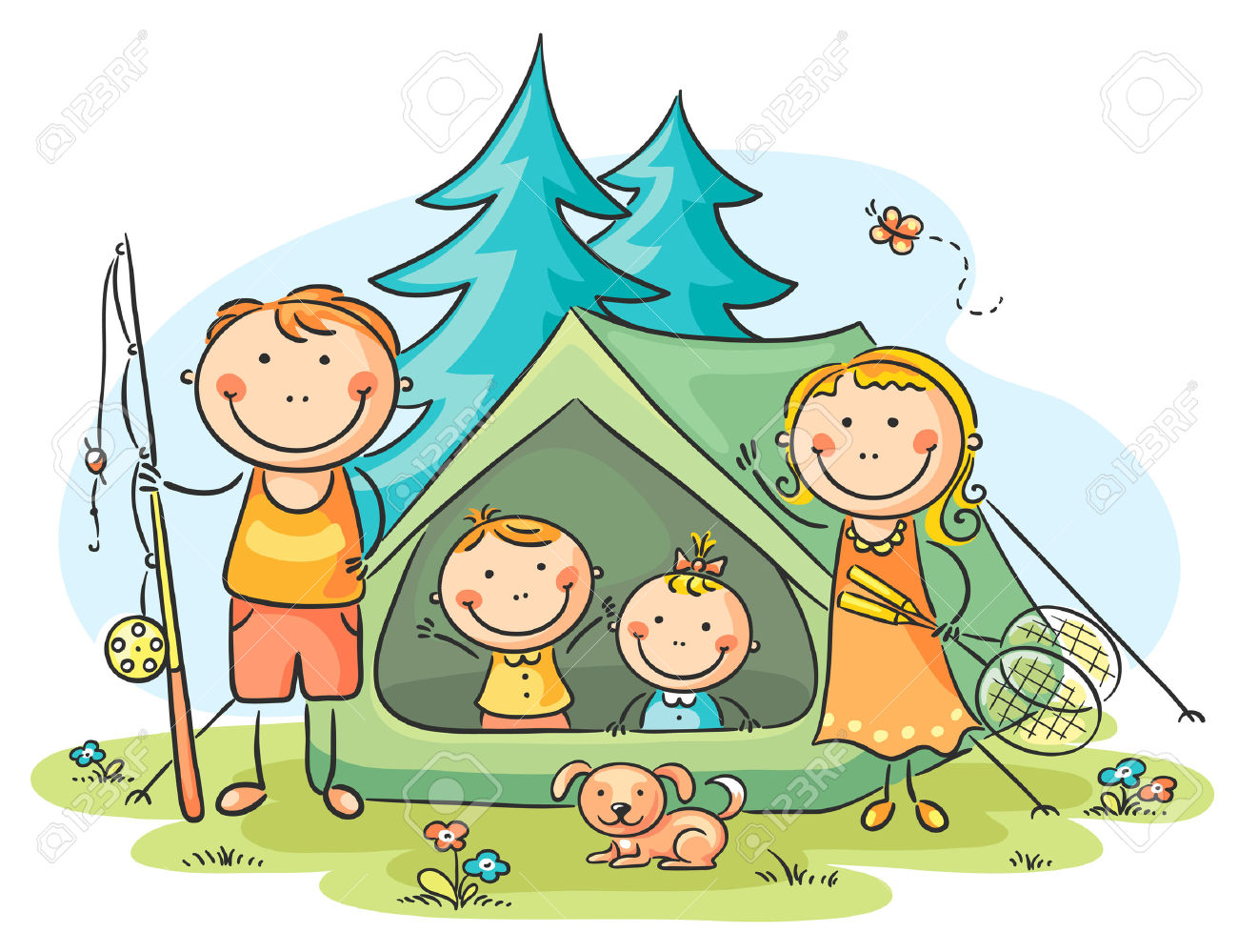 free camp clipart family camping
