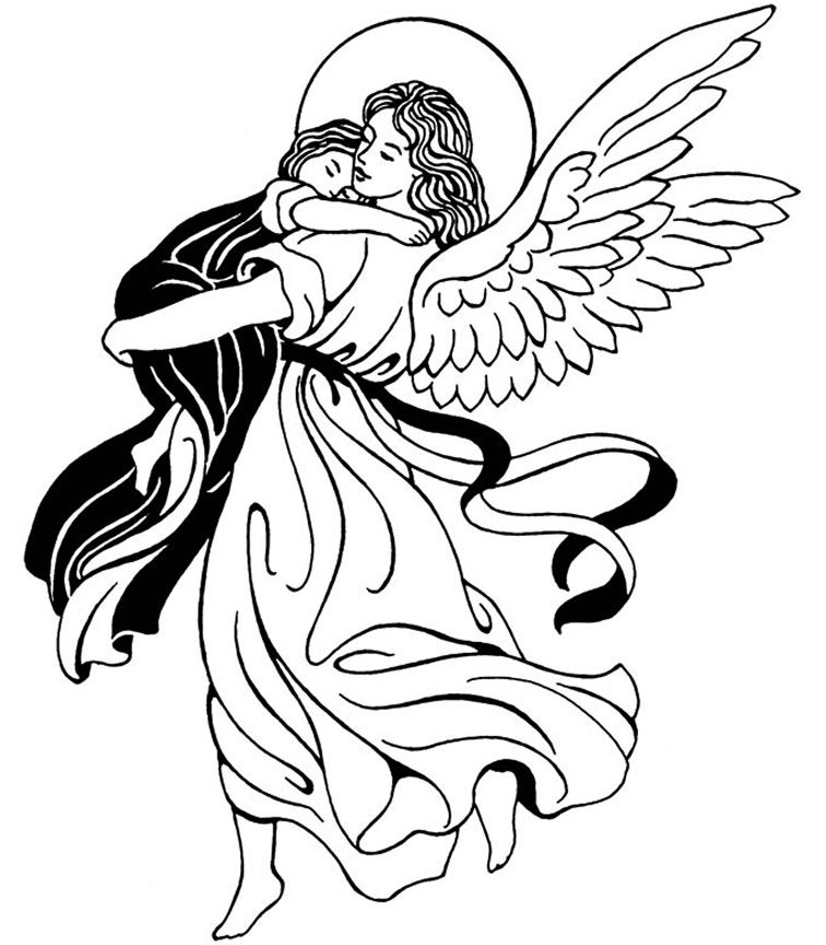 Guardian Angel Catholic Coloring Page