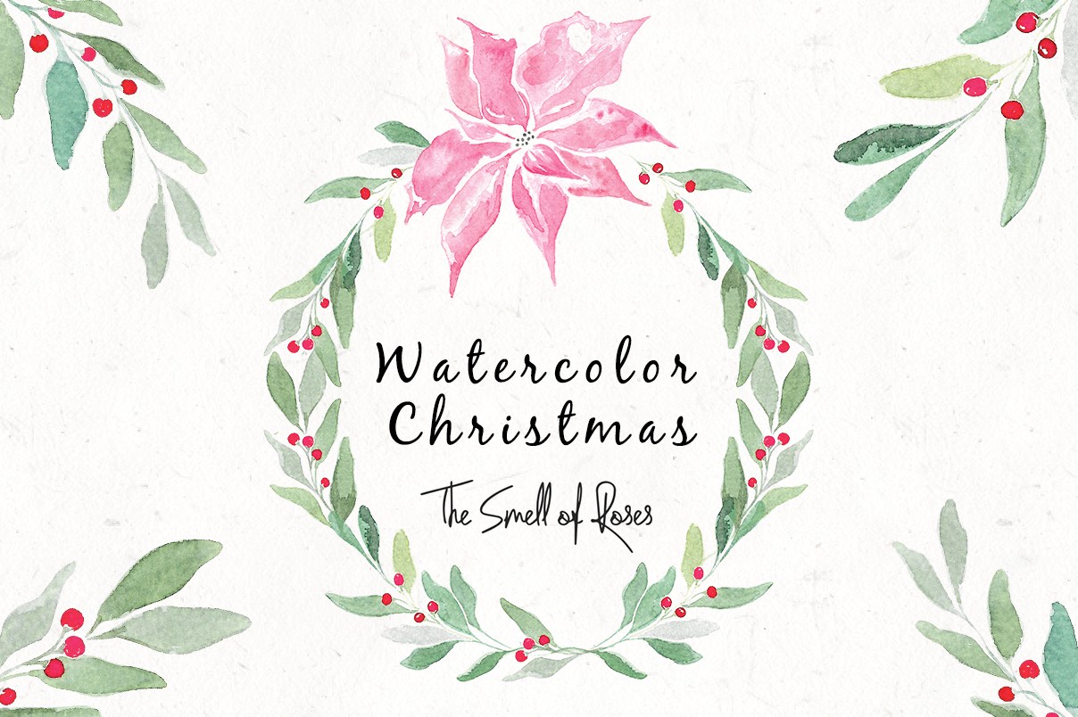 Free christmas watercolour flowers and wreaths