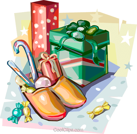 Dutch Christmas traditional gifts Royalty Free Vector Clip