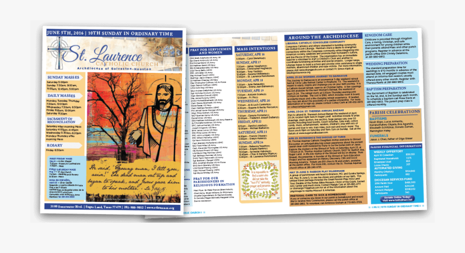 Church bulletins newsletters.