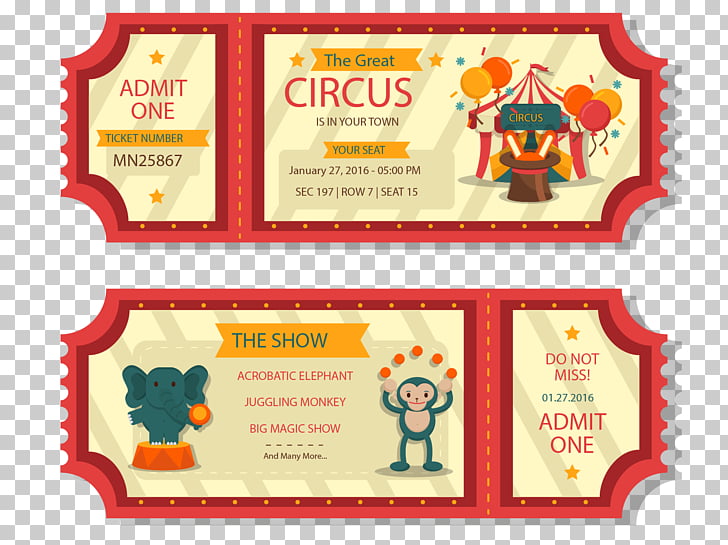Circus Icon, painted circus tickets, two admission tickets