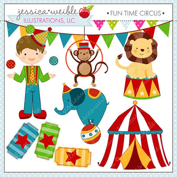 Fun Time Circus Cute Digital Clipart, Circus Clip art