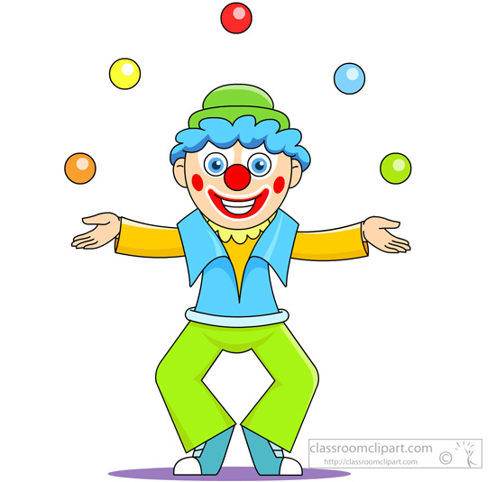 Circus clown juggling.