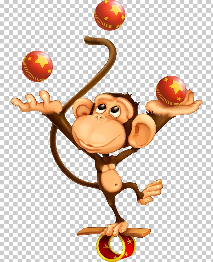 Juggling circus monkey.