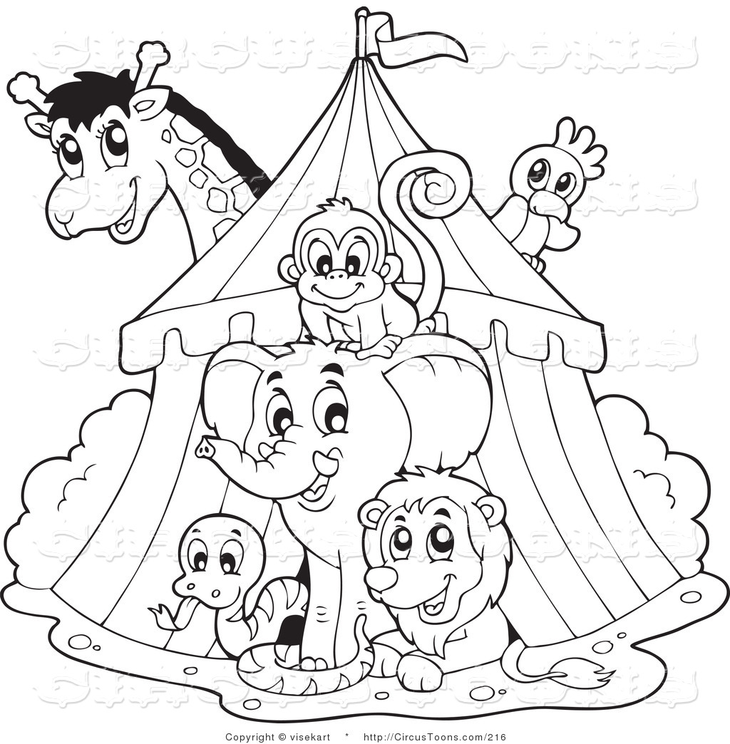 Circus Clipart of a Black and White Big Top Circus Tent and