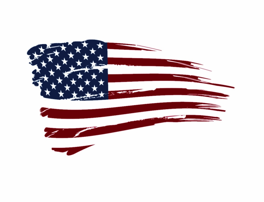 American flag background.