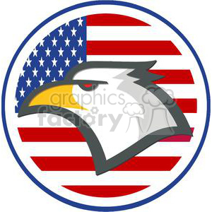 American Eagle in front of USA flag in a circle clipart
