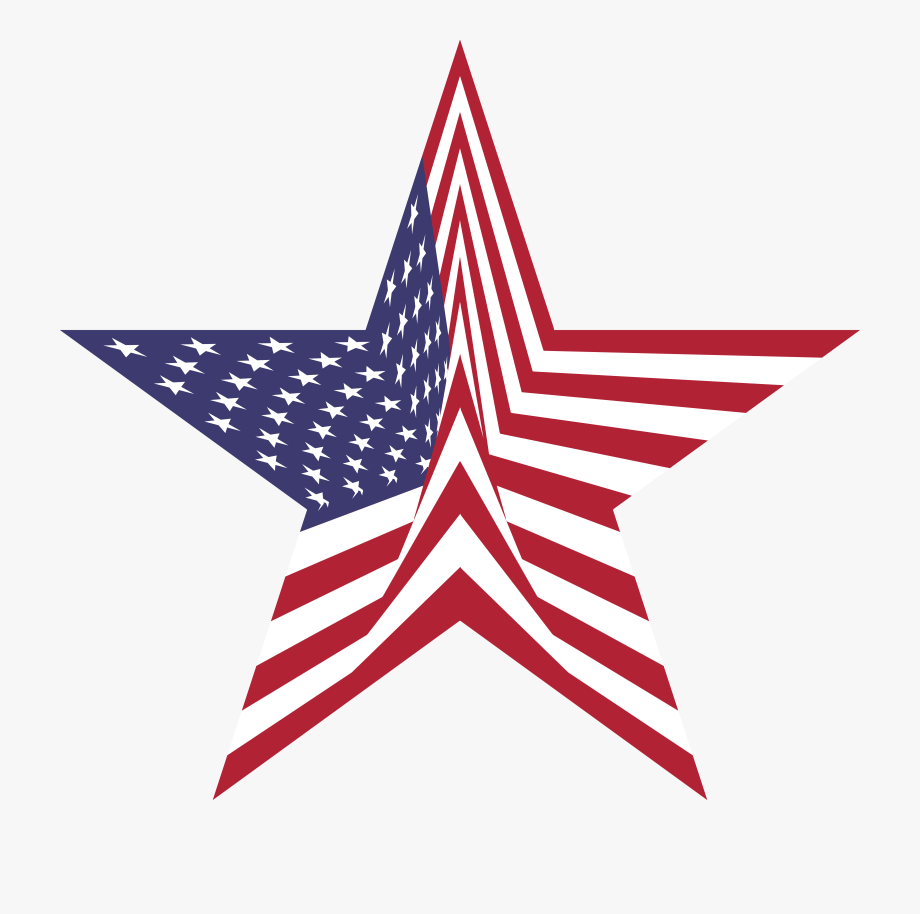 Free Clipart Of A Star With An American Flag Pattern