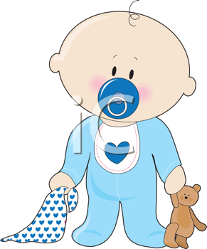 Royalty Free Clipart Image of a Baby Boy With a Soother