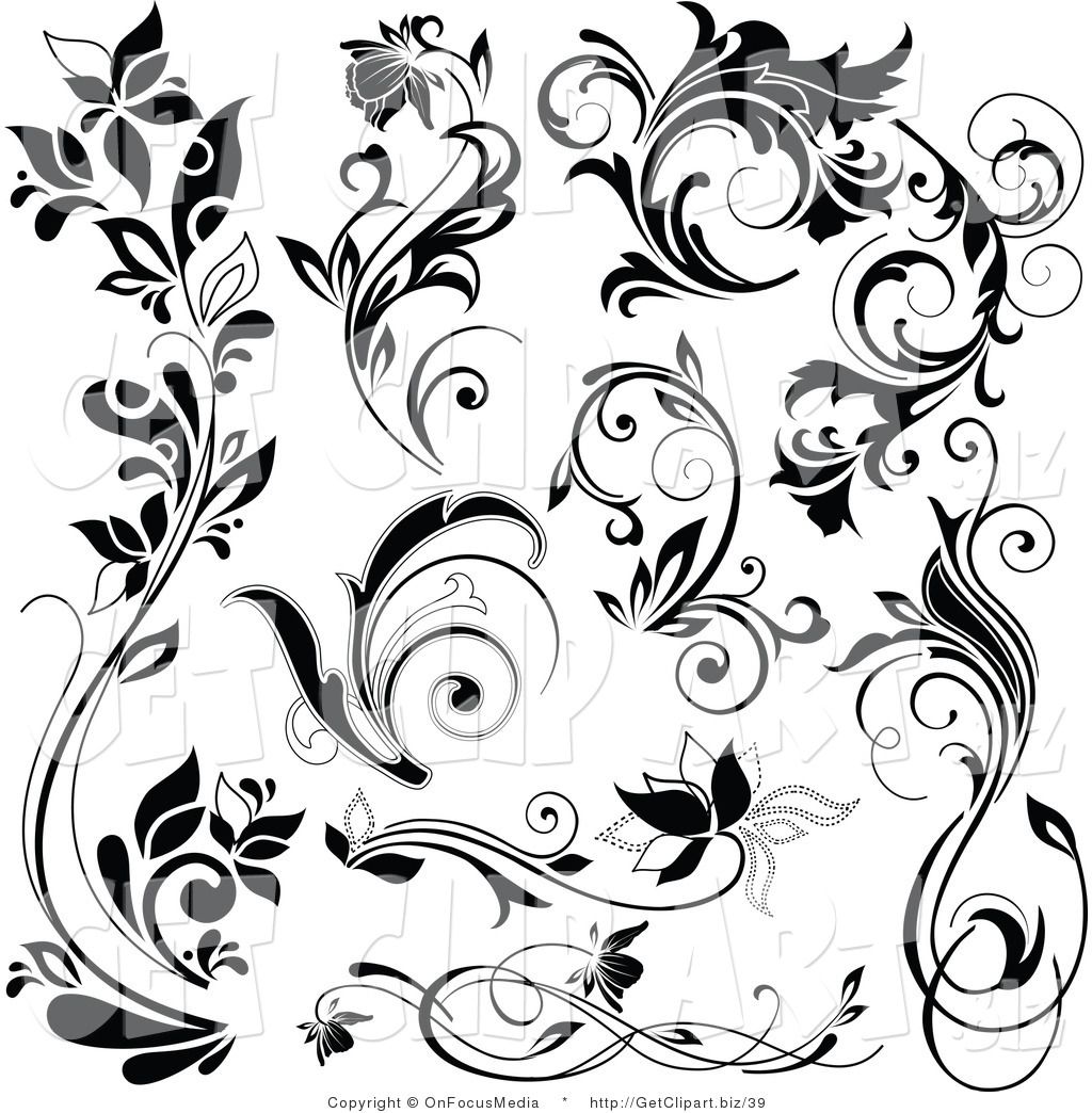Free Flourish Clip Art Black and White