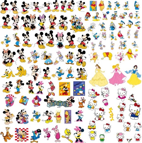 Disney cartoon clip art collection Free vector in