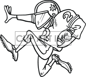 Line drawing of running back football player clipart