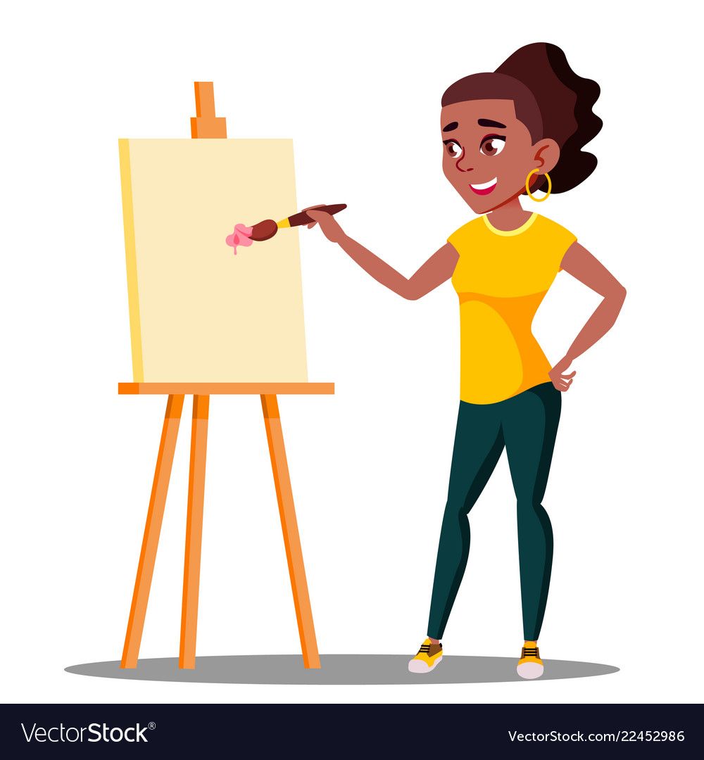 Student art college drawing on the easel Vector Image