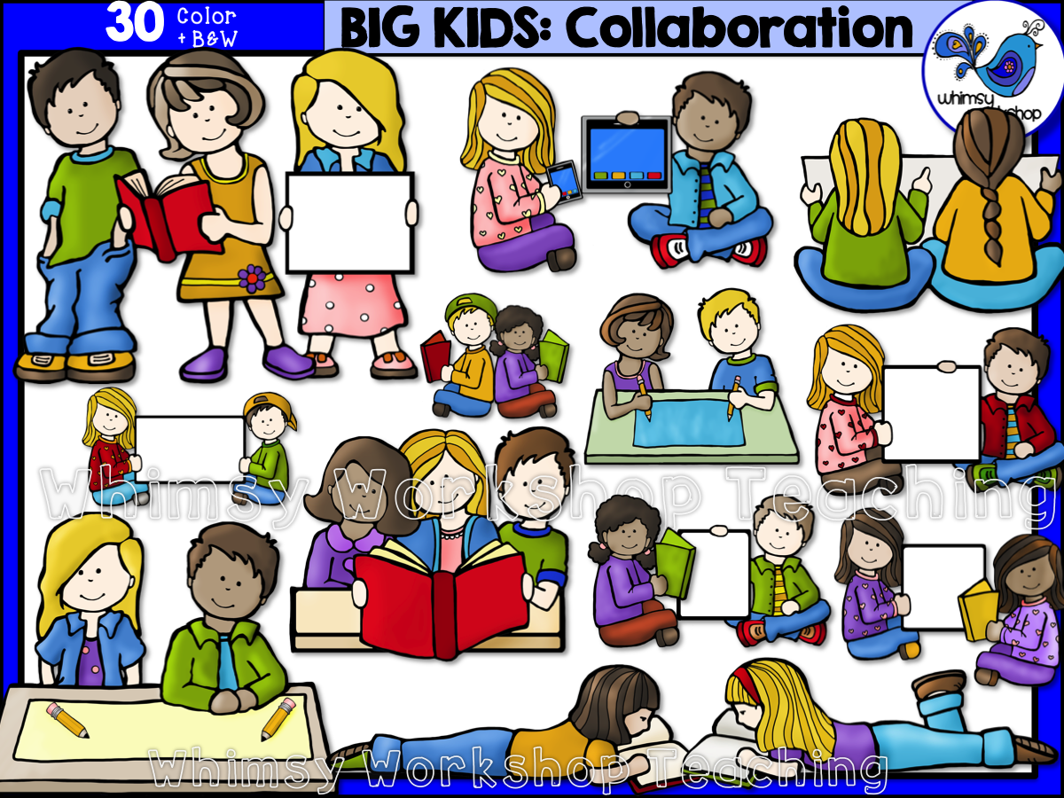 Students working together in a classroom clipart