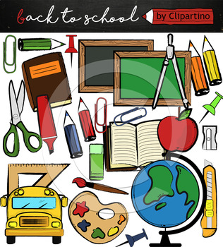 Back to school supplies FREE clipart, commercial use ok