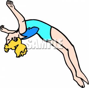 Female Gymnast Peforming a Flip