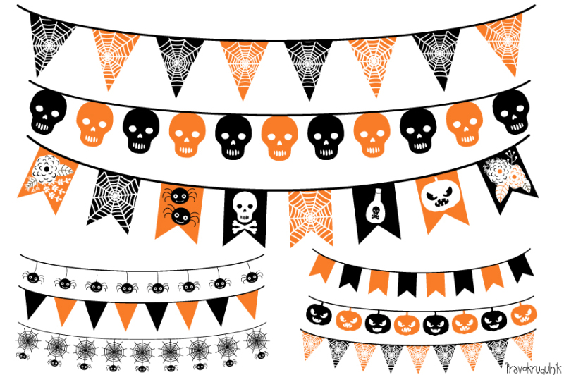 Free Halloween banner, Halloween bunting , Garland clipart